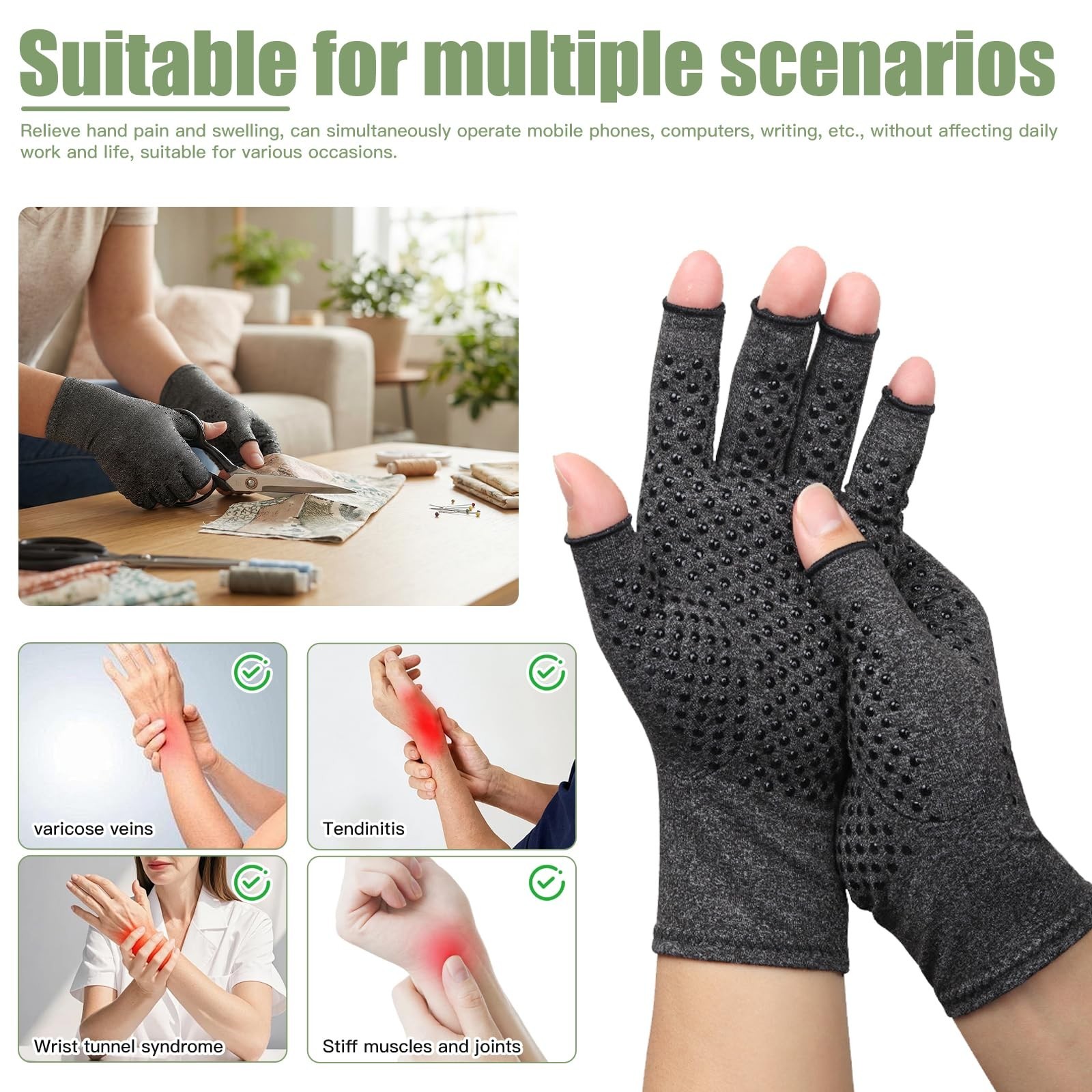 Premium Bamboo Arthritis Compression Gloves – 1 Pair, Pain Relief & Comfort