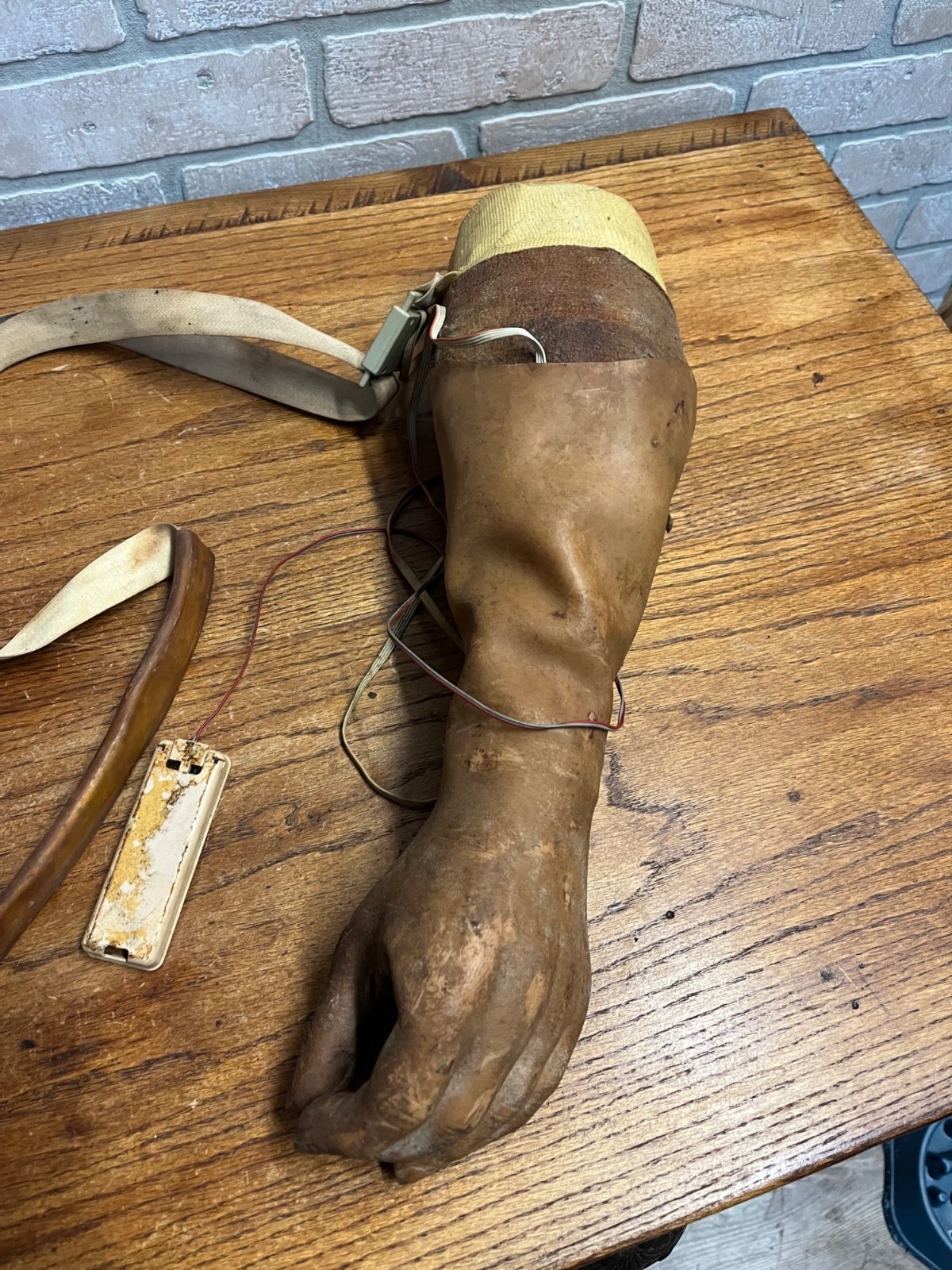Vintage Prosthetic Arm Left Hand Mechanical Rubber Covered Medical Oddity AS-IS