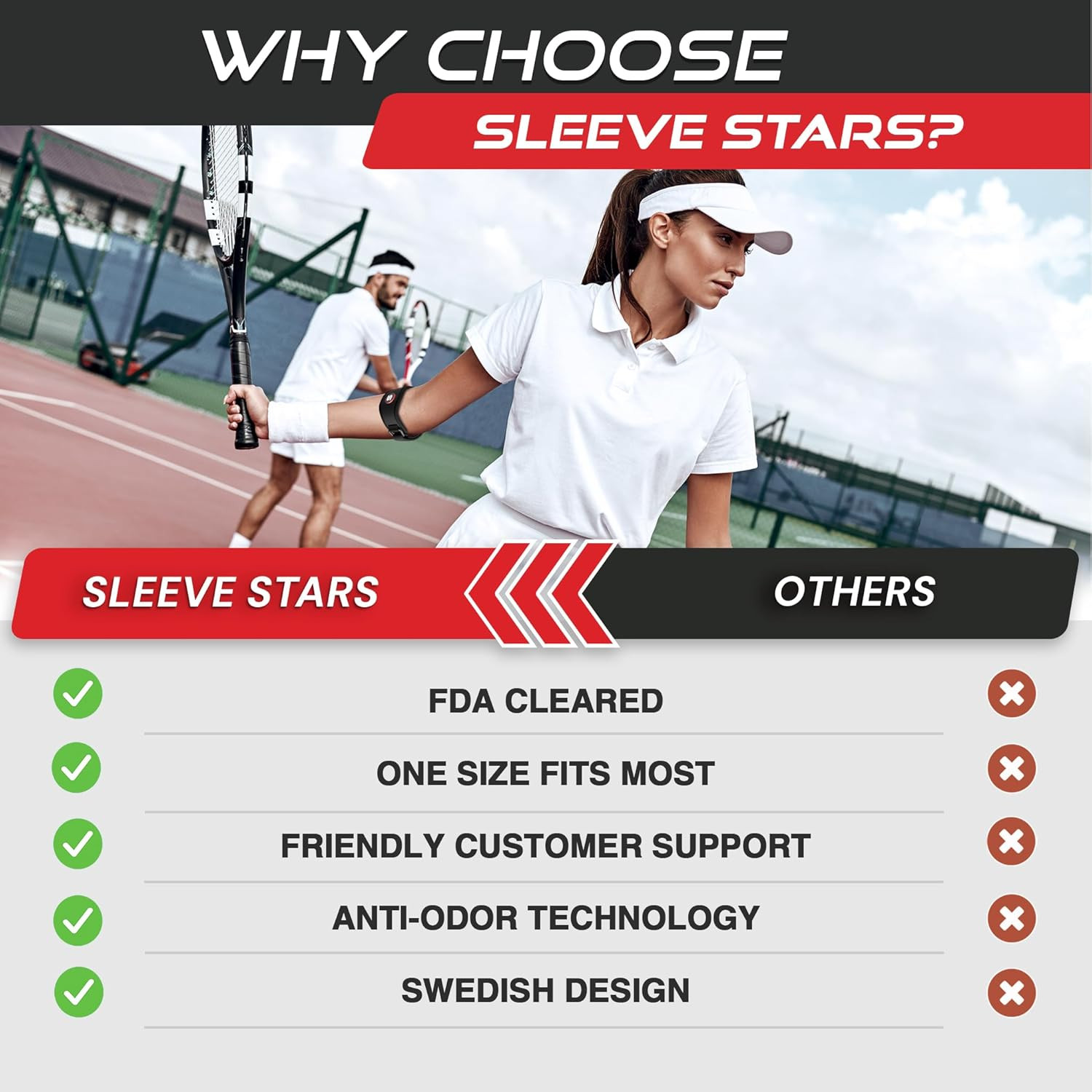 Sleeve Stars Tennis Elbow Brace for Women – Adjustable Tennis Elbow Strap, Golfe