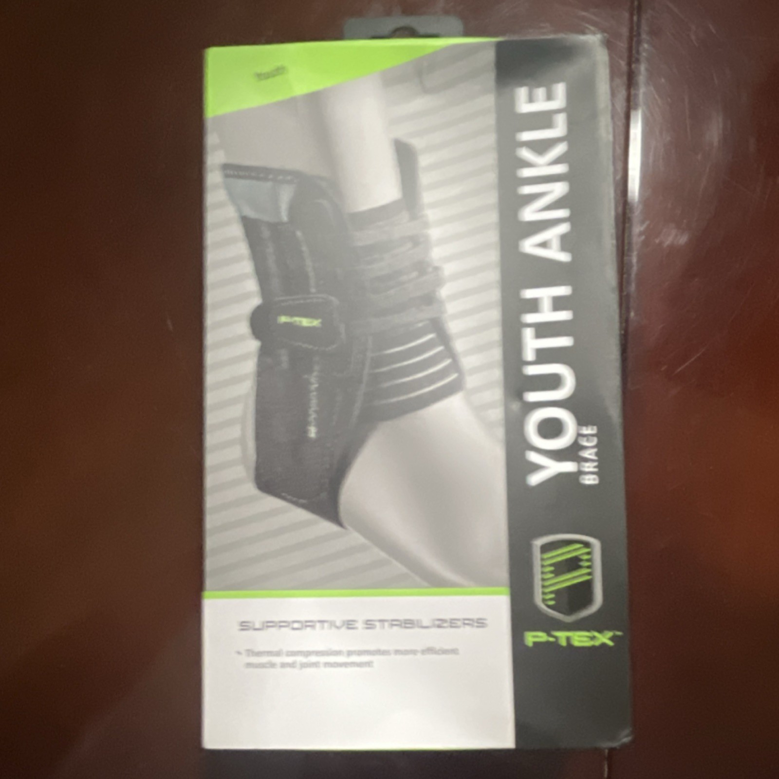 P-TEX Youth Ankle Brace Black Supportive Stabilizers Adjustable Compression