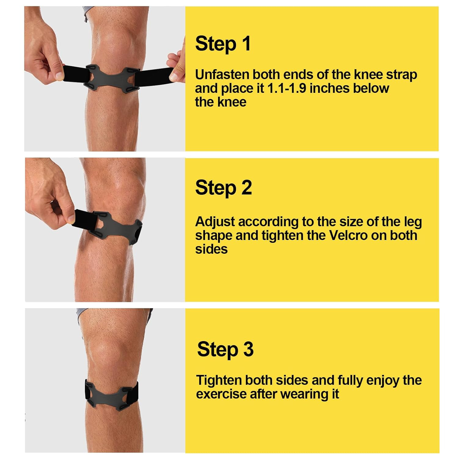 2 Pack Patellar Tendon Support Strap,Adjustable Silicone Patella Knee Strap for
