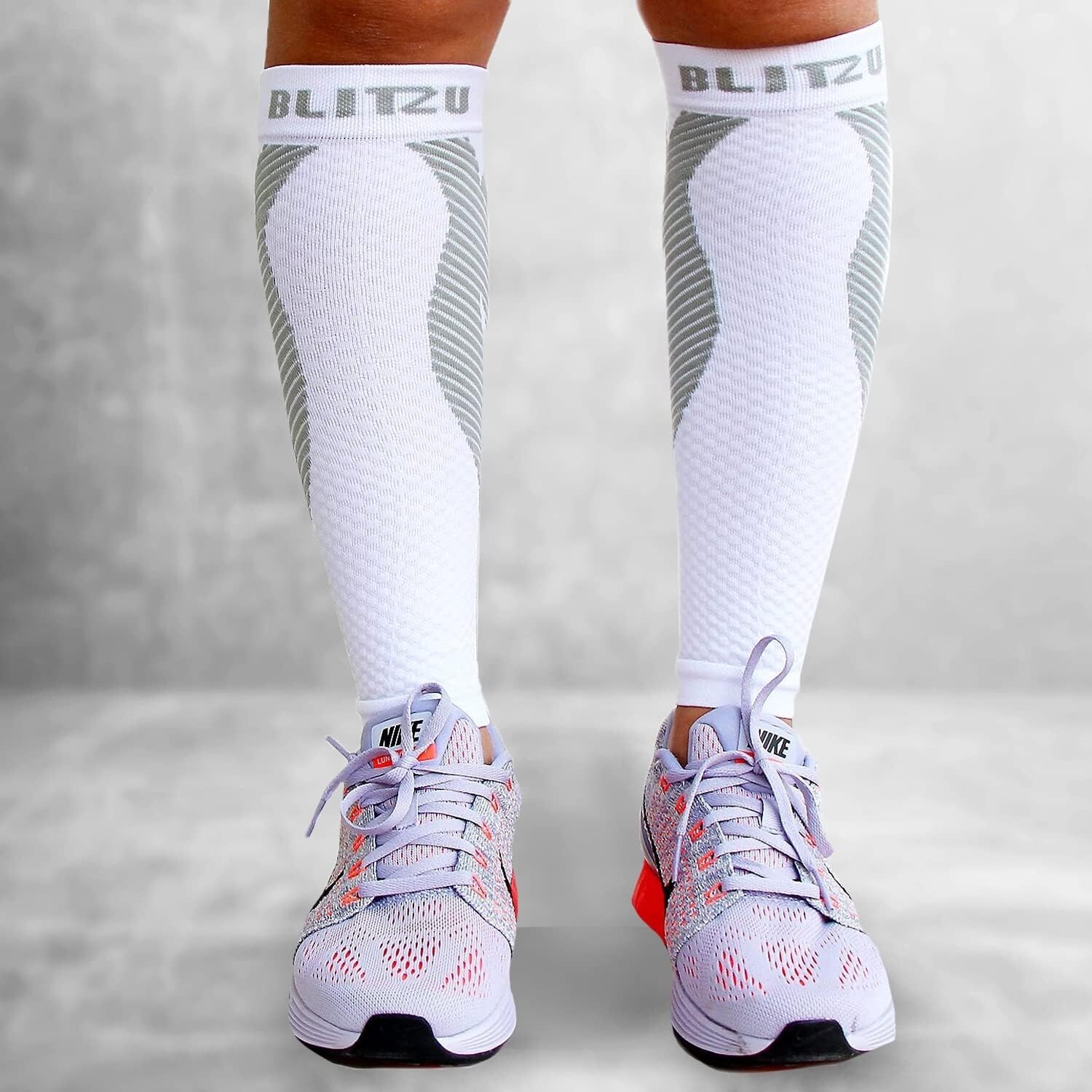 BLITZU Calf Compression Sleeves for Men Women. Footless Socks Support for Runnin