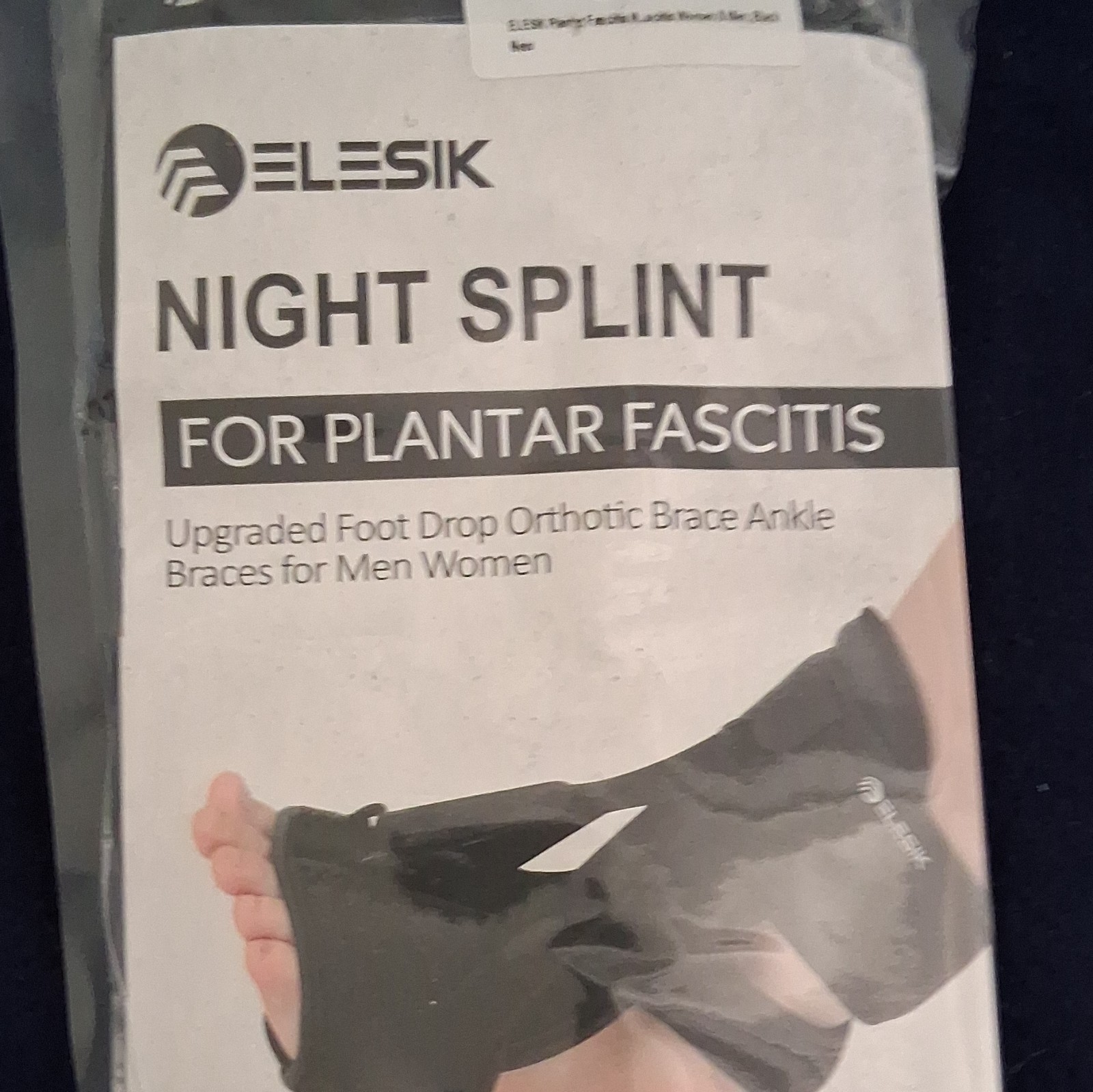 ELESIK Night Splint Plantar Fasciitis Foot Drop Ankle Brace Black One Size