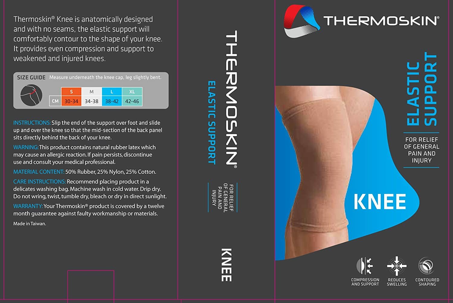 Thermoskin Elastic Knee Compression & Support for Weakened & Injured Knees Small