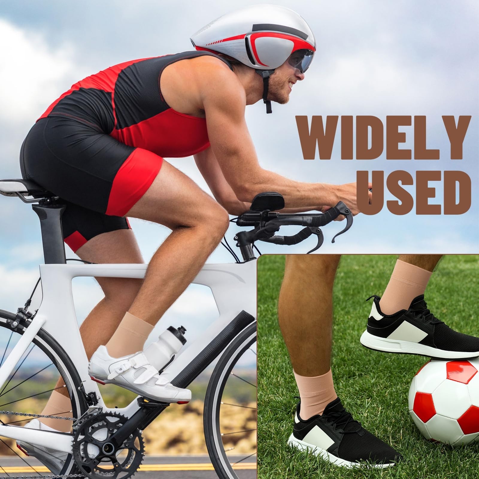 4 Pairs Ankle Compression Socks 15-20 mmHg Closed Toe Support Sleeve for Men & W