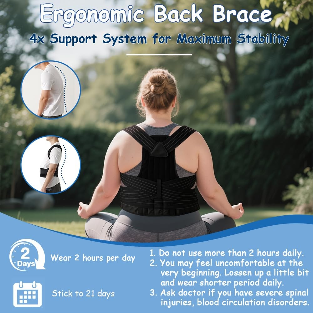 Plus Size Posture Corrector for Women & Men, Adjustable XXXXX-Large, Black