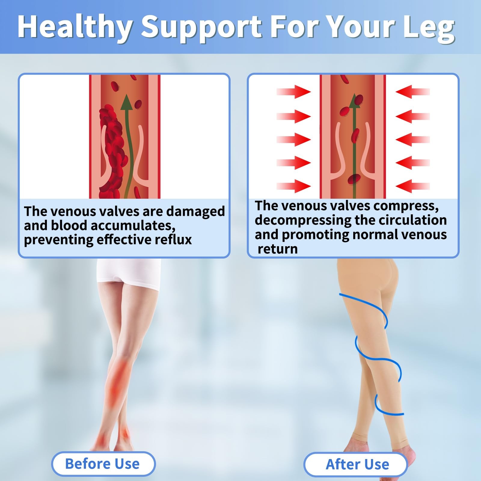 Medical Compression Pantyhose 20-30mmHg Graduated Support for Women & Men