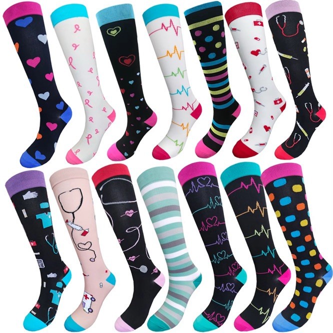 5 Pack of Compression Socks Stockings Women Men Knee High 20-30Mmg Medical Scrub
