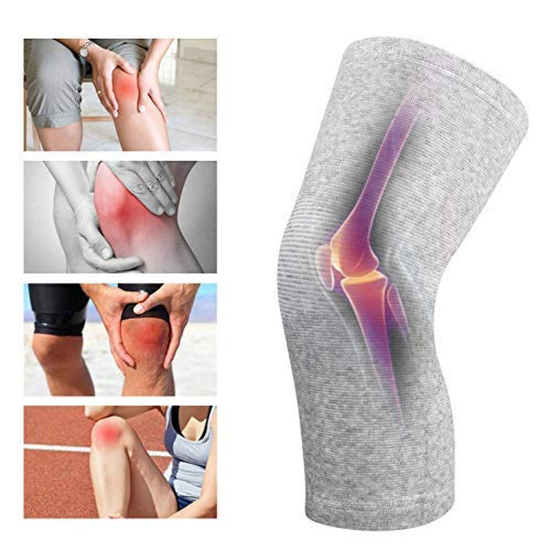 Bamboo Charcoal Knee Sleeve Elastic Knee Brace Pain Relief Support Unisex Gray L