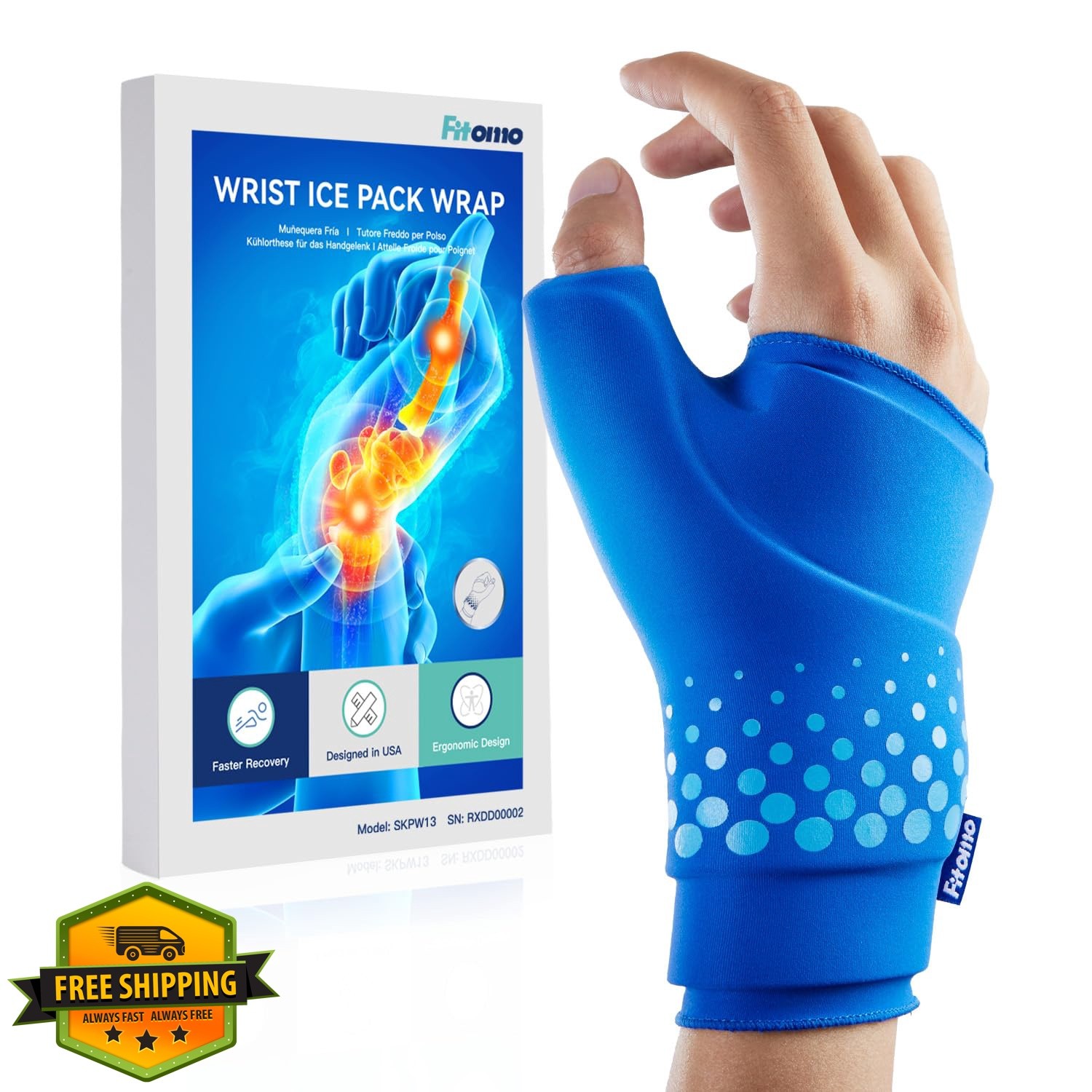 Fitomo Thumb Wrist Ice Pack Blue L/XL