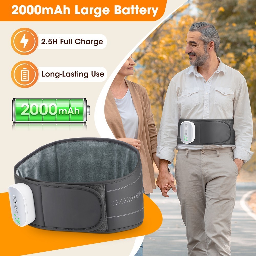 Portable 4-Level Heated Lumbar Massage & Decompression Belt for Relieve Fatigue