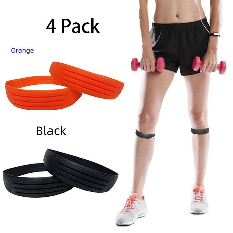 4Pcs Silicone Knee Patellar Tendon Support Strap set of 2 Pairs Sport Band