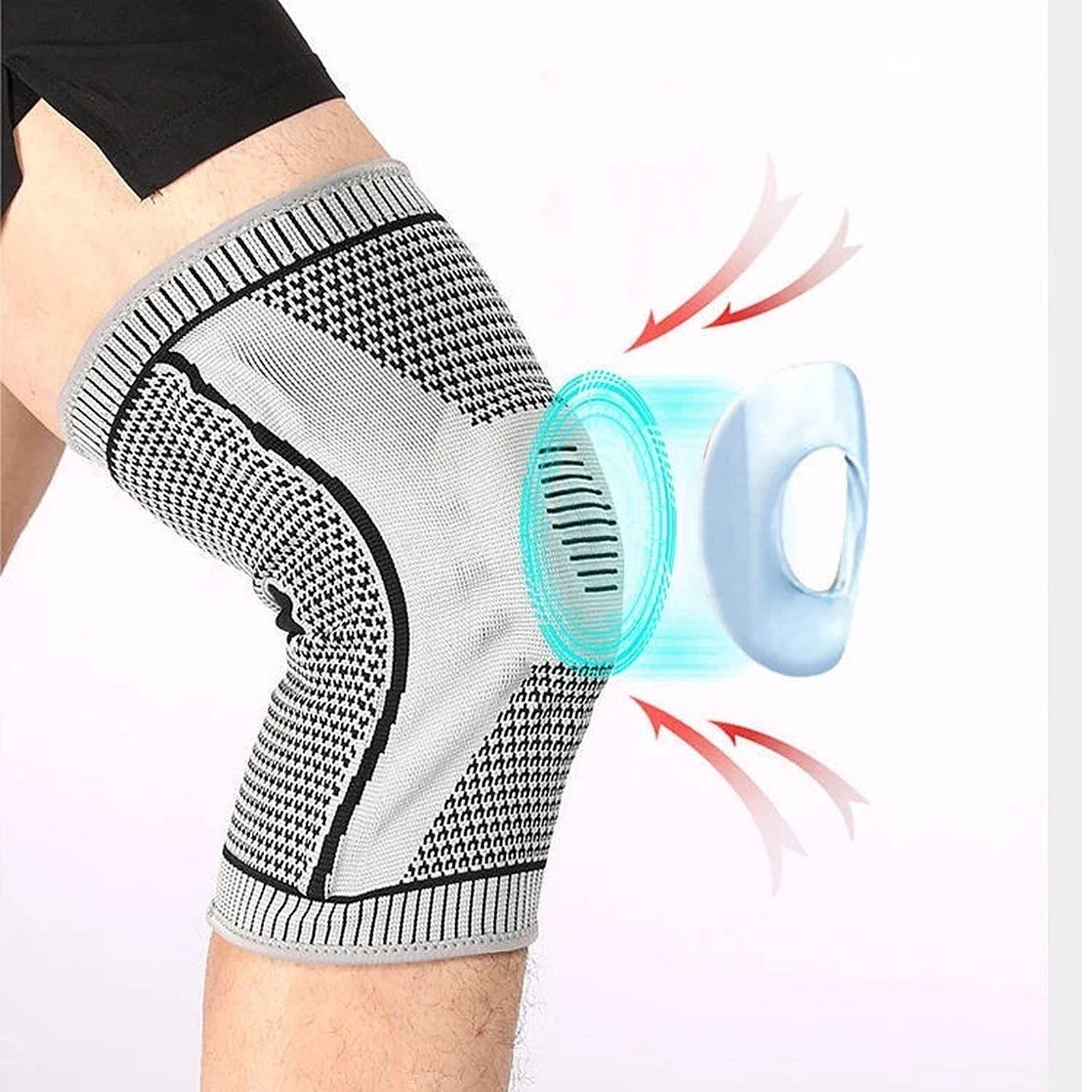 Silicone Knee Sleeve Compression Brace Support Sport Joint Pain Arthritis Relief