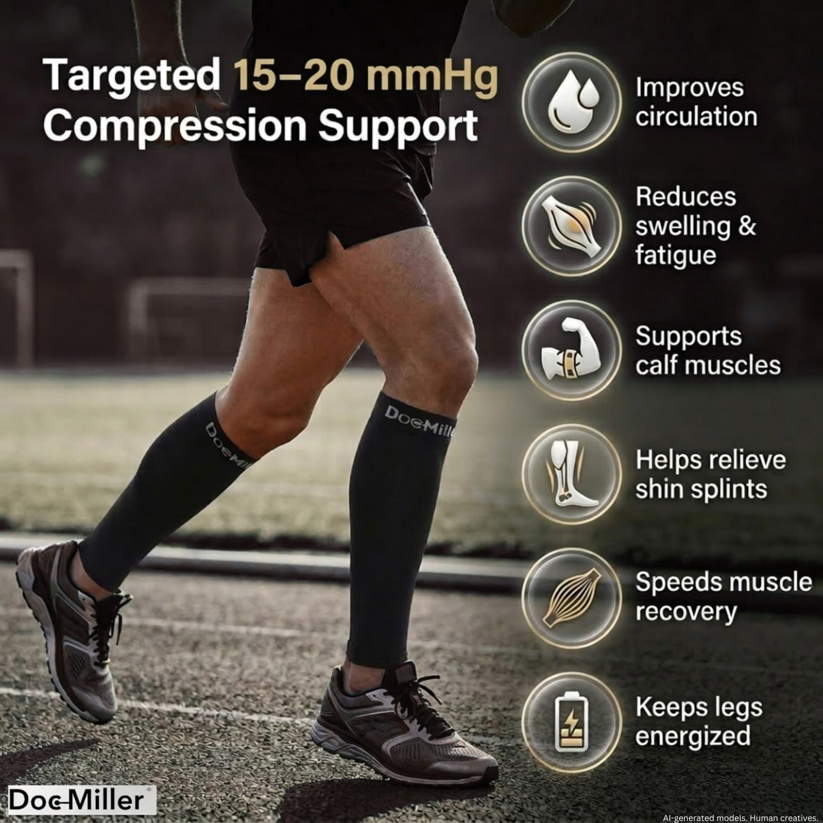 Calf Compression Sleeve for Petite & Men, 15-20 mmHg