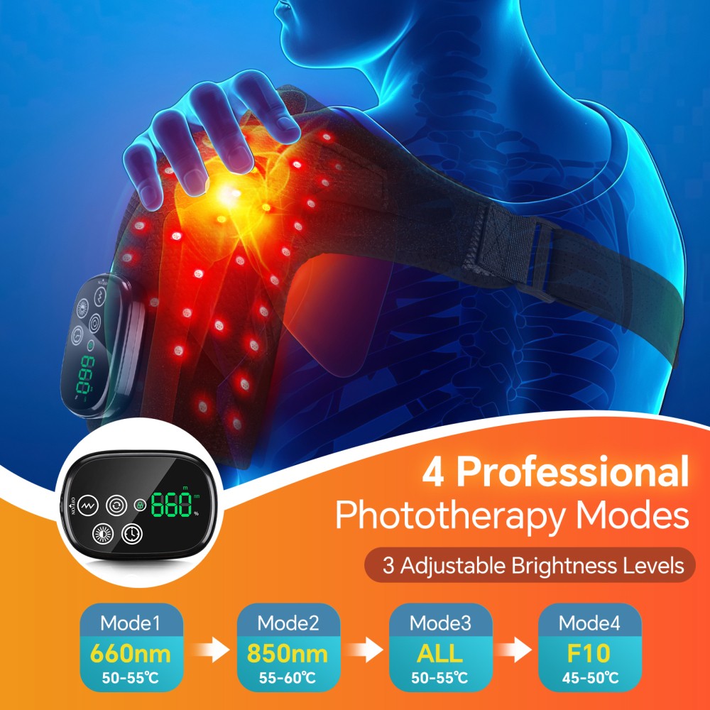 Red Light Therapy Heated Vibration Shoulder Massager Joint Arthritis Pain Relief