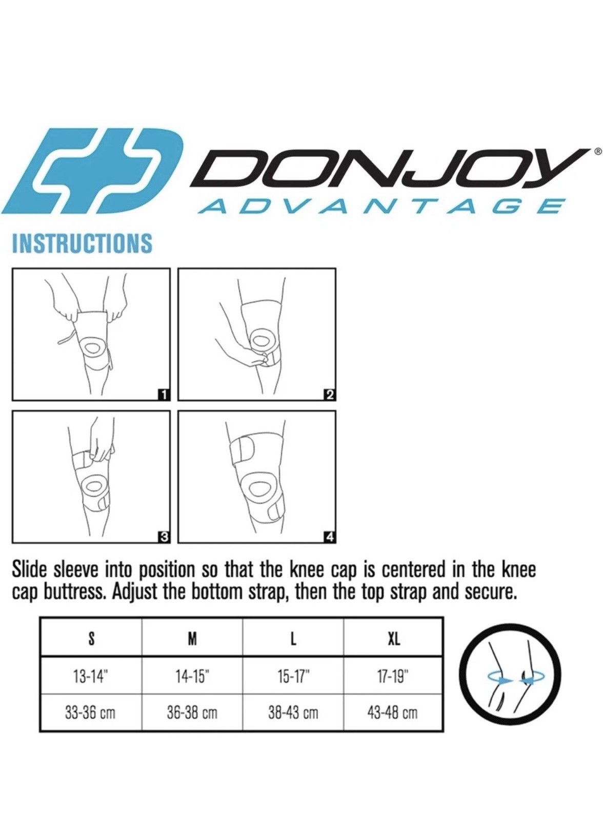 DonJoy Advantage Knee Sleeve Black Medium. Moderate Support. Fits 14-15