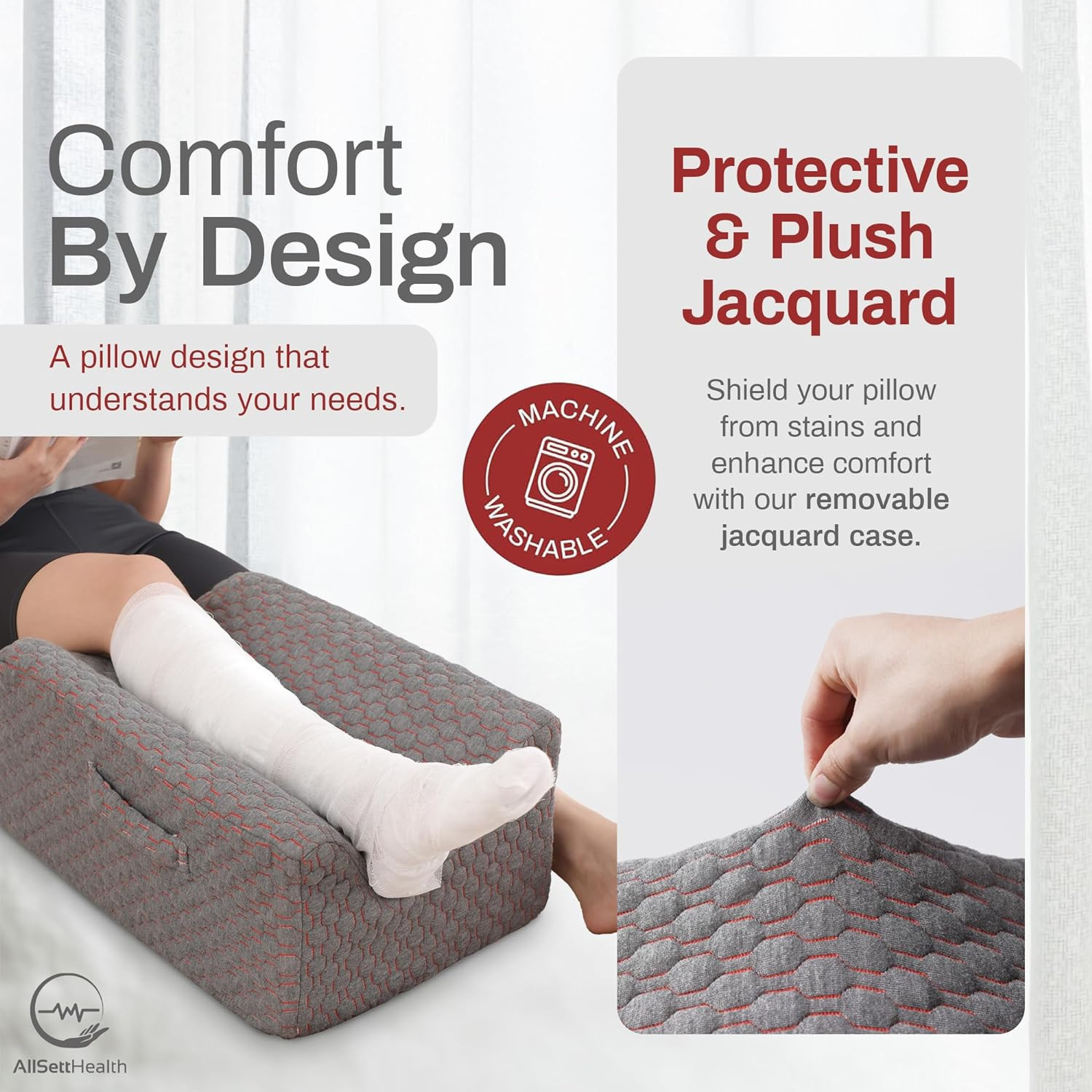 Memory Foam Ankle Knee Leg Elevation Pillow Post Surgery After Injury Less Pain