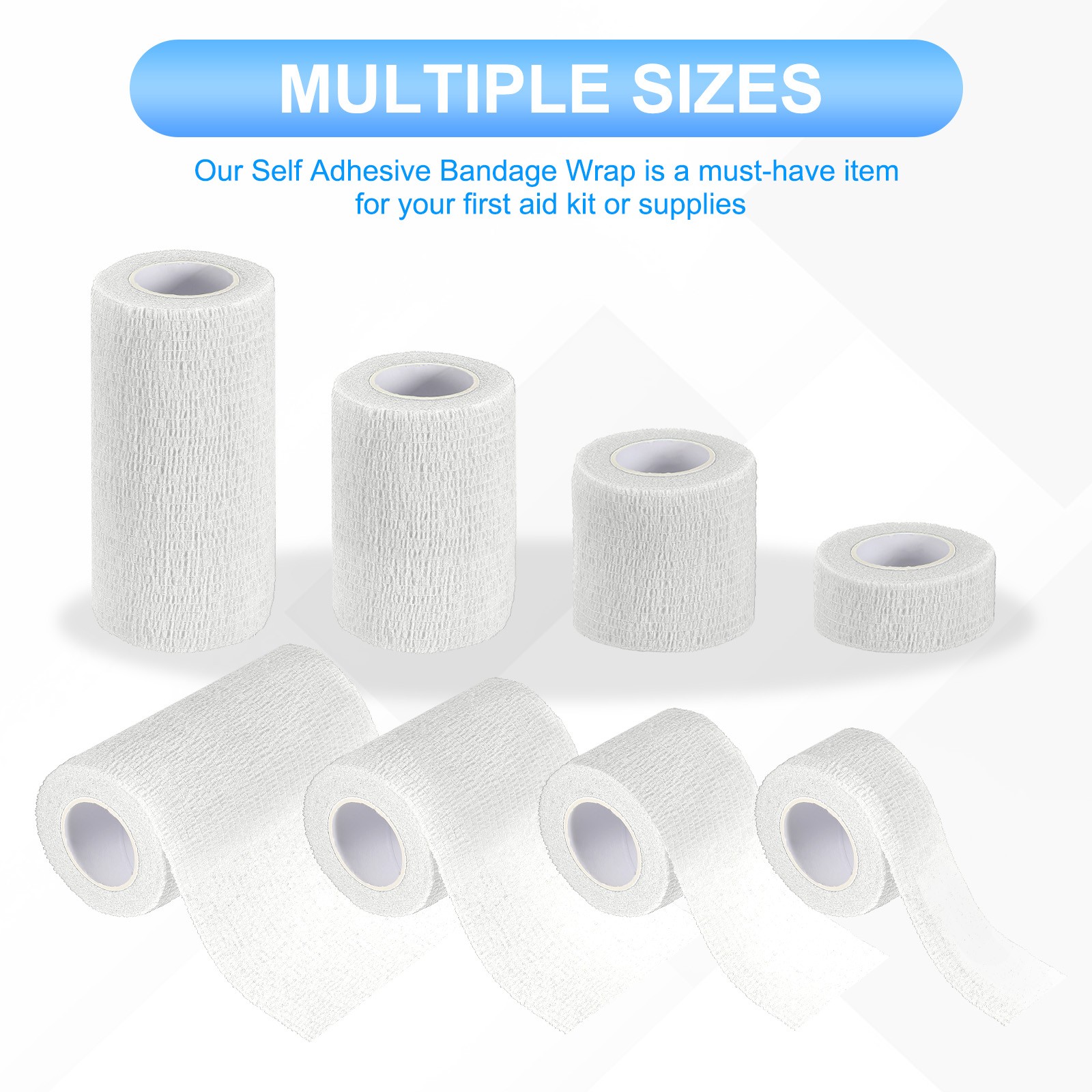 1″/2″/3″/4″ 16 Pcs 5 Yard Self Adhesive Bandage Wrap Self Tape White