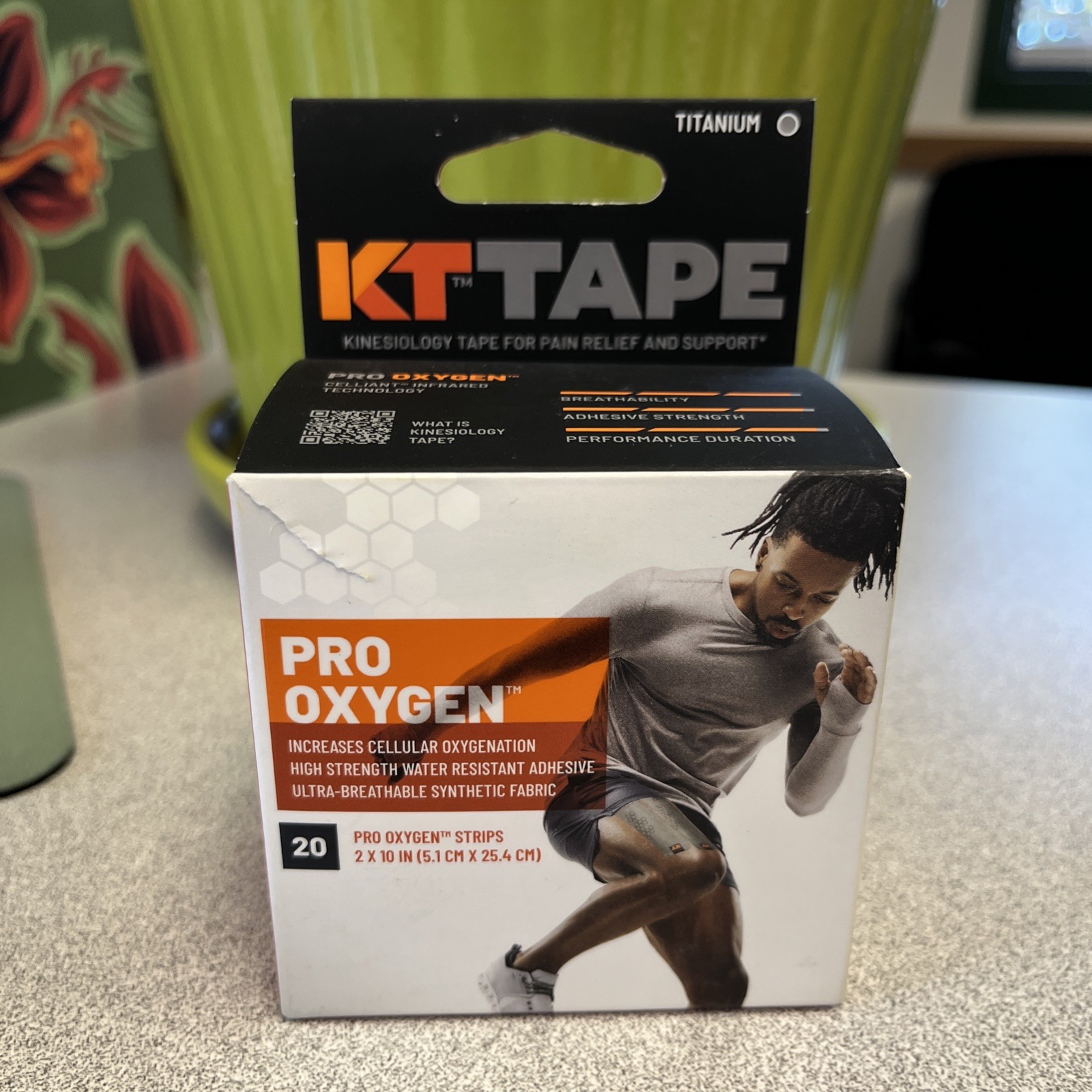 KT Tape, Kinesiology Pro Oxygen, Titanium Color Strips, 2 pack! Pain Support.