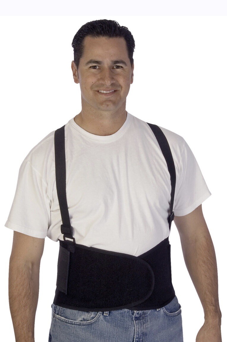 Adjustable Back Brace Lumbar Support Belt with Suspenders Shoulder Strap Safety