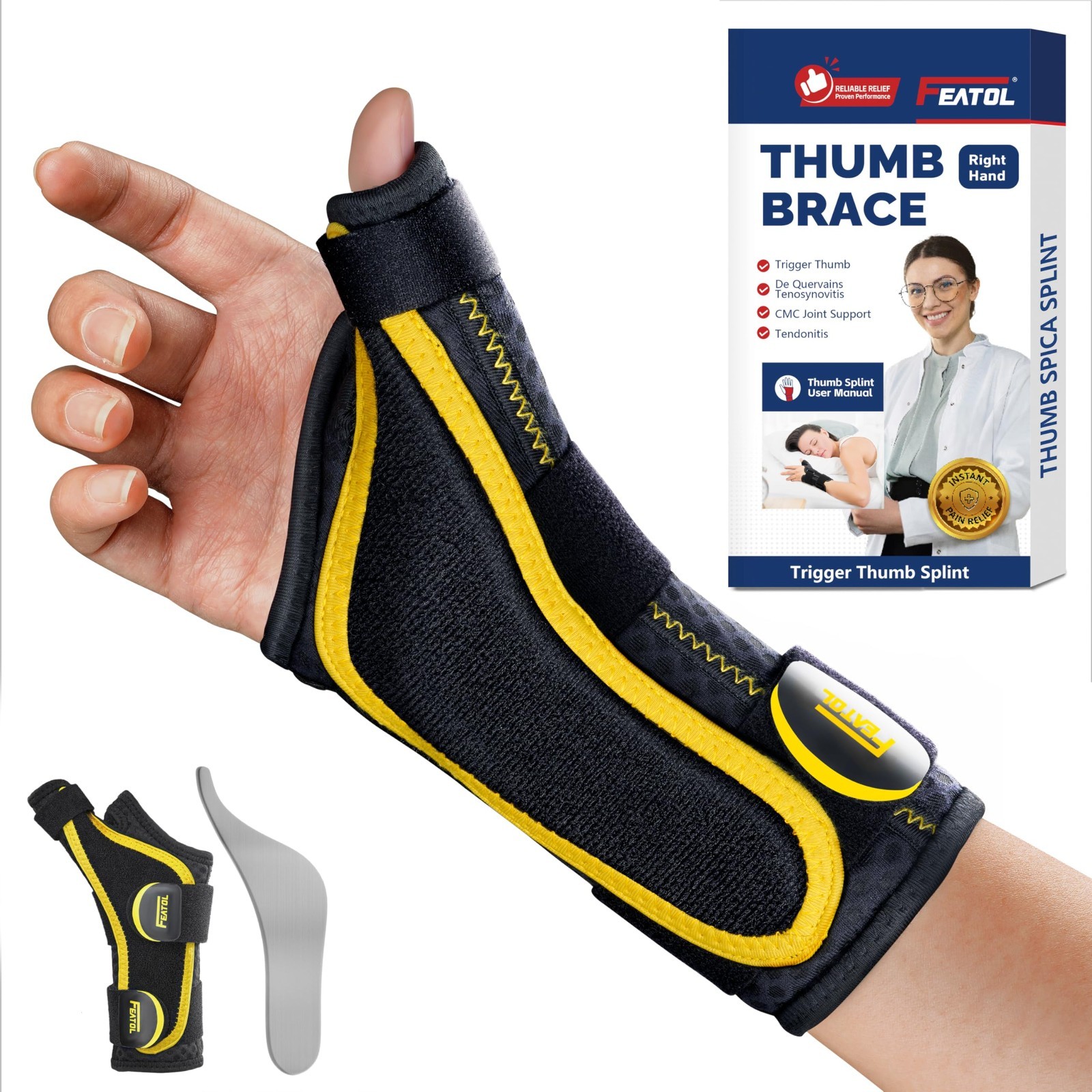 Ergonomic Thumb Brace for Trigger Thumb & De Quervain’s – Lightweight Wrist Supp
