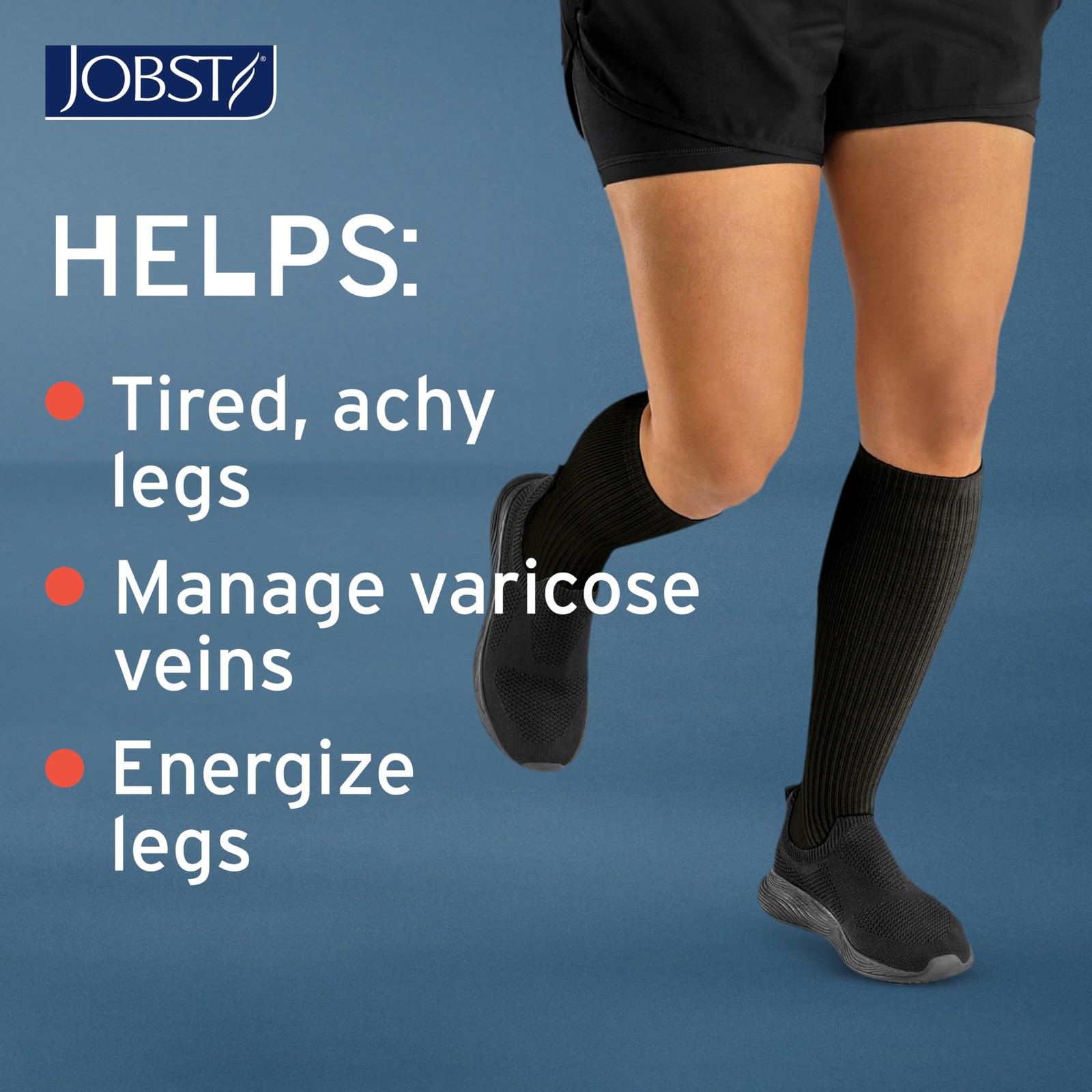 JOBST ACTIVA Athletic Compression Socks, 18 mmHg, Knee High Large, Black