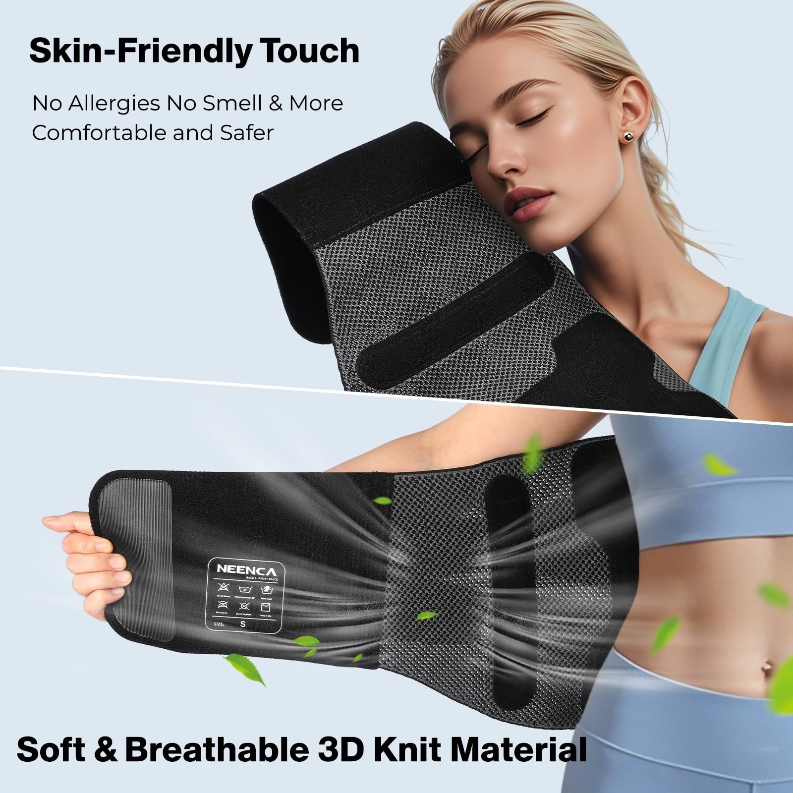 Adjustable Back Brace for Lower Back Pain Relief, Lumbar Support Belt, Soft Mesh