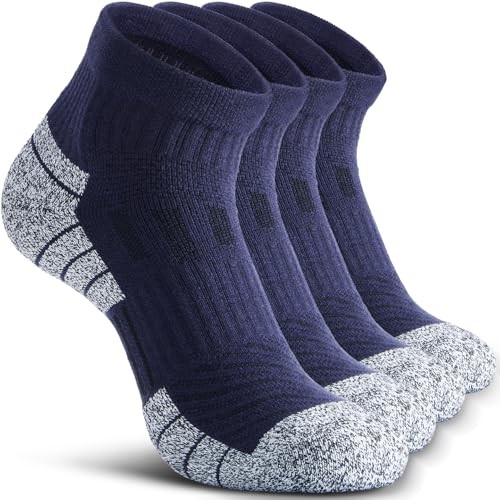 Compression Ankle Socks – Cozy Cushioned Hiking Running for Medium 2 Navy Blue