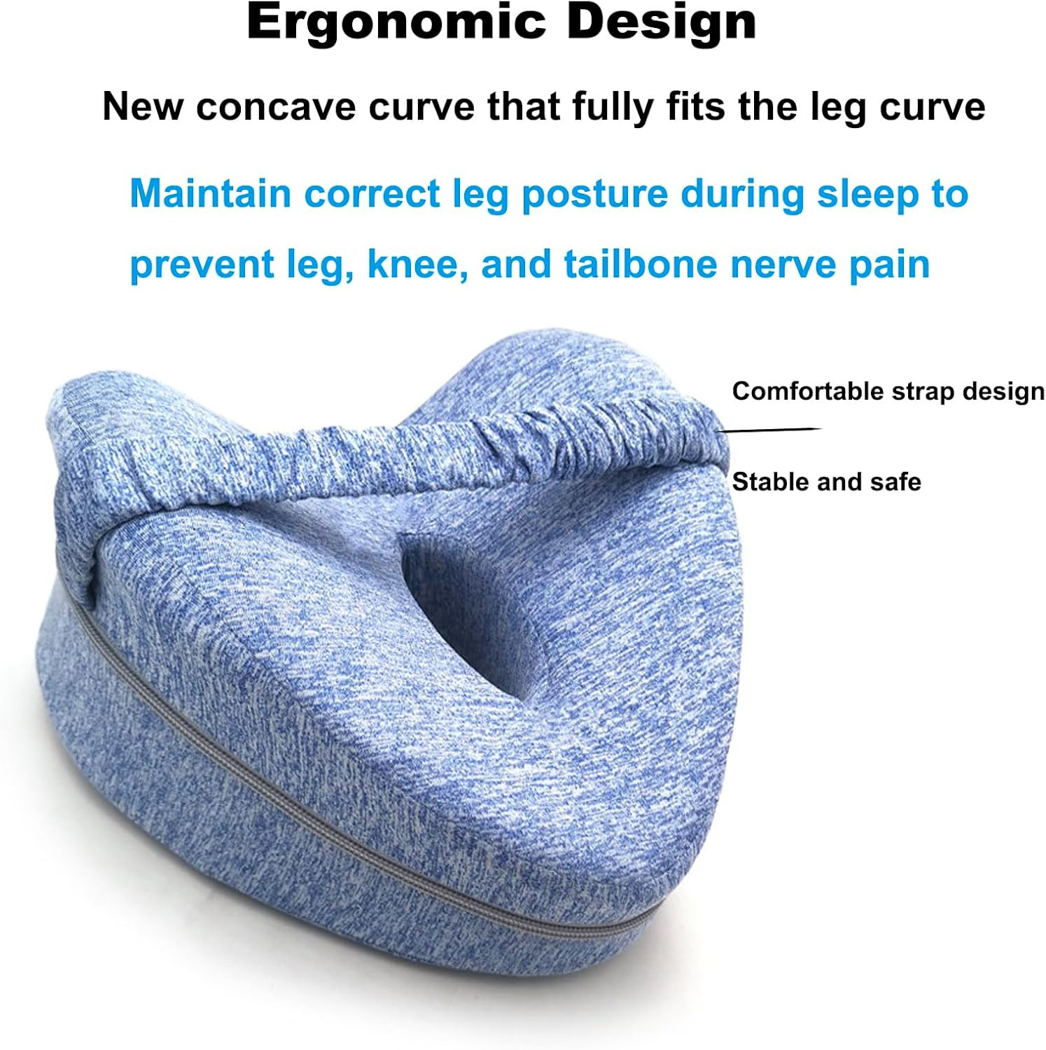 Memory Foam Knee Pillow for Side Sleepers, Adjustable Leg Support for Alignment