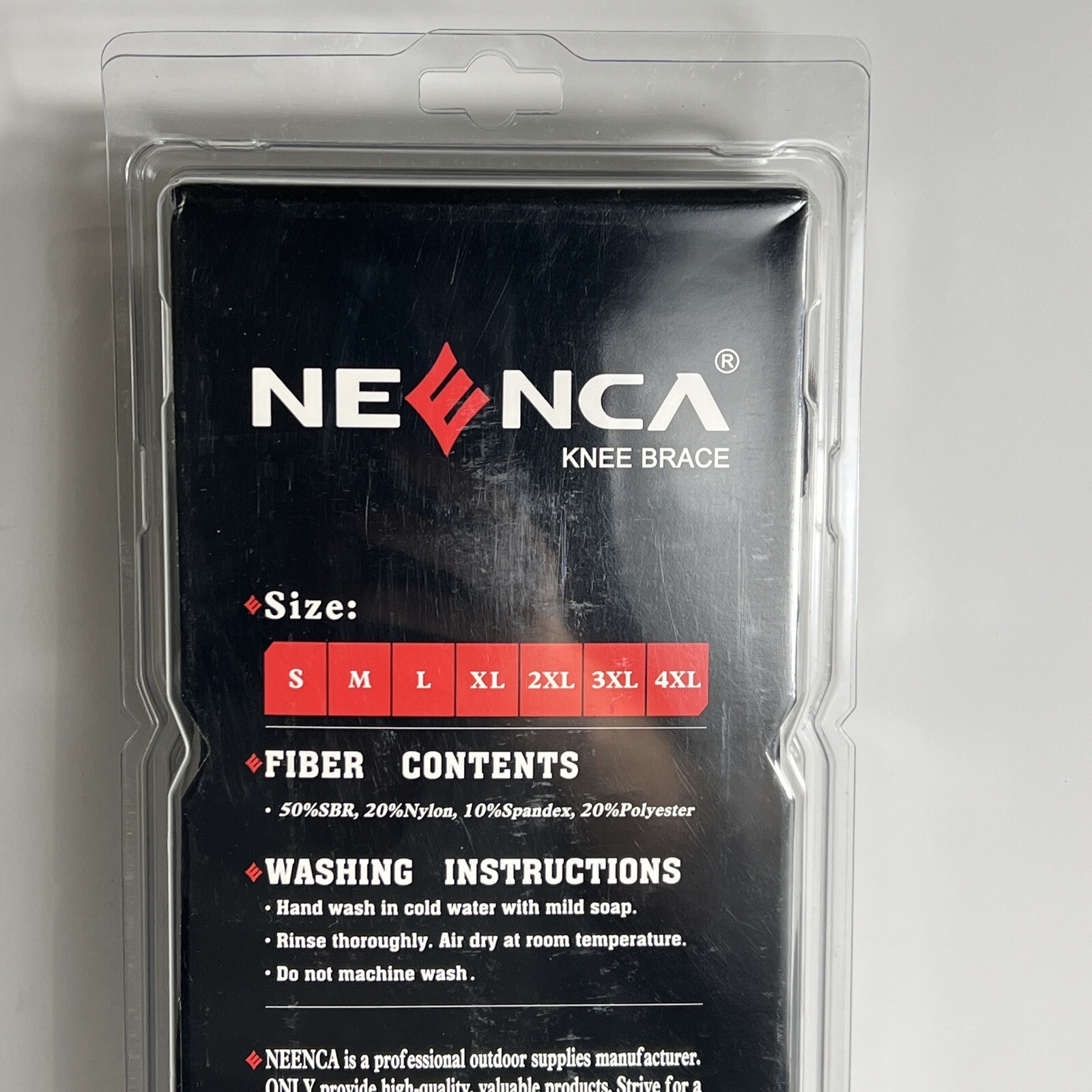 Neenca Knee Brace Black Size 2X Large AC-47 Hook Loop Adjustable XXL