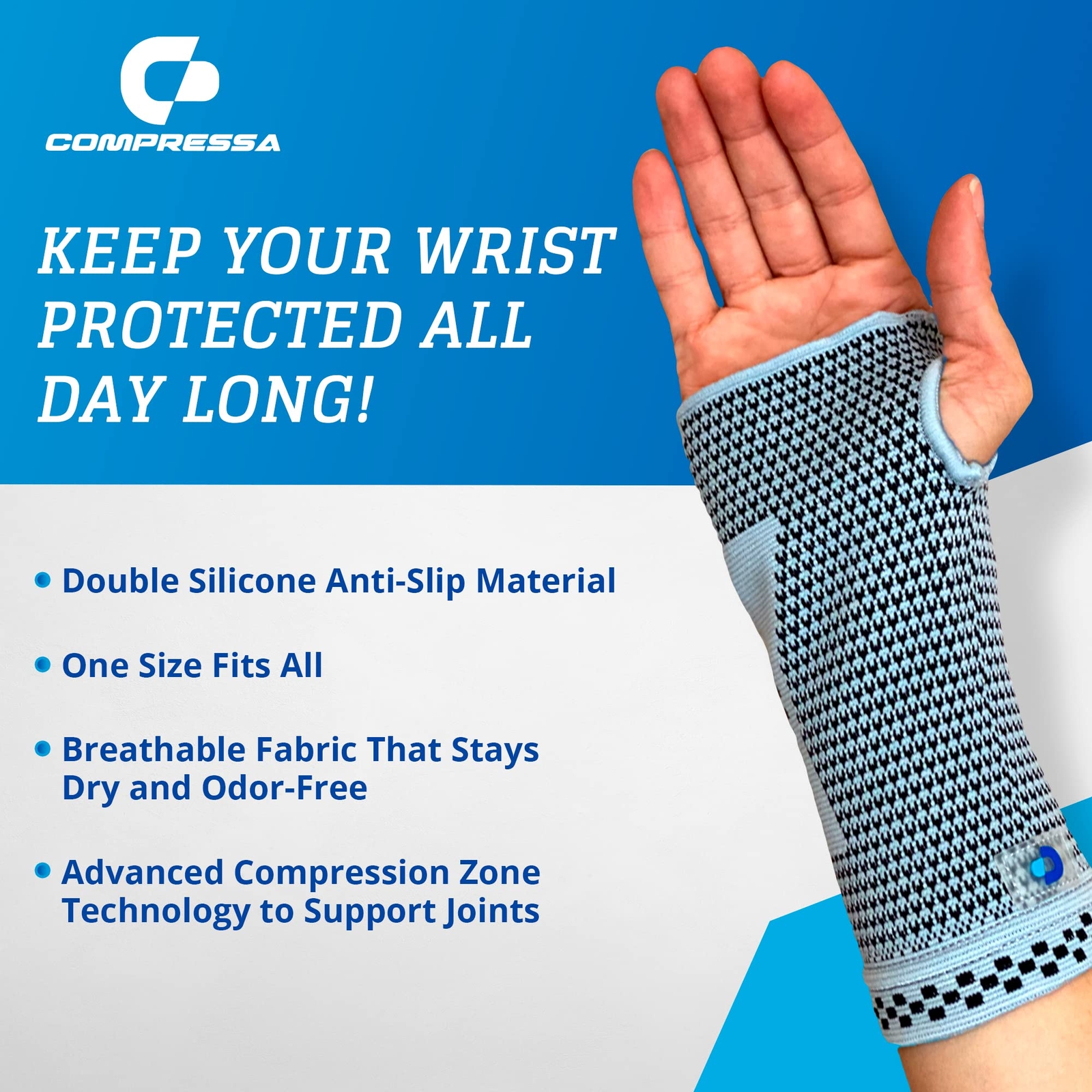 Compressa Wrist Compression Sleeve – Helps Relieve Carpal Tunnel Tendonitis &…