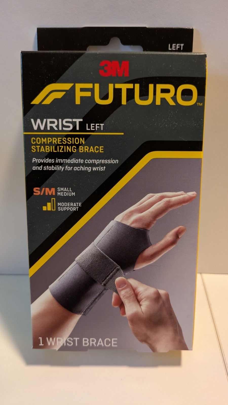 Futuro Wrist Compression Stabilizing Brace Left Hand (Black) Small/Medium