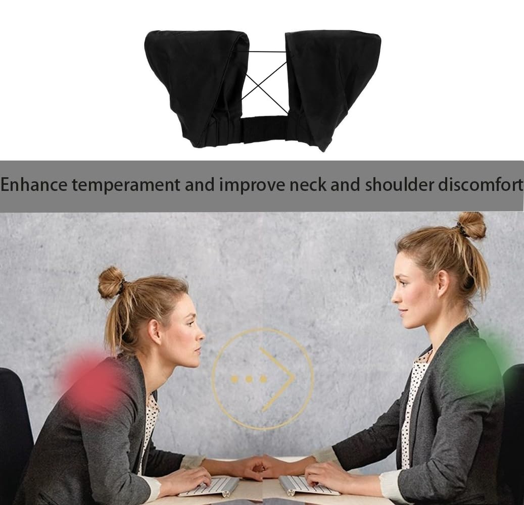 Comfortable Black Posture Corrector for Women – Unisex Back Brace, Large Size