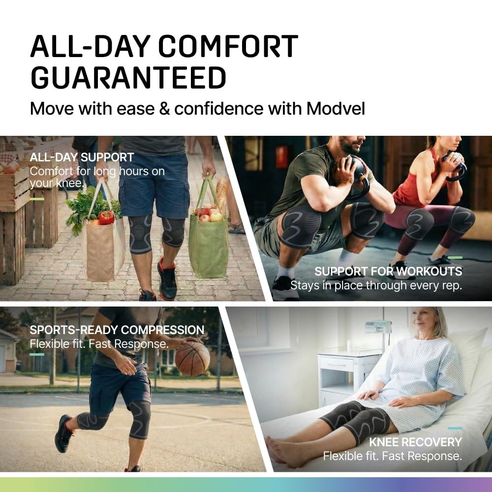 Lightweight 2-Pack Compression Knee Sleeves – Pain Relief for Active Lifestyles