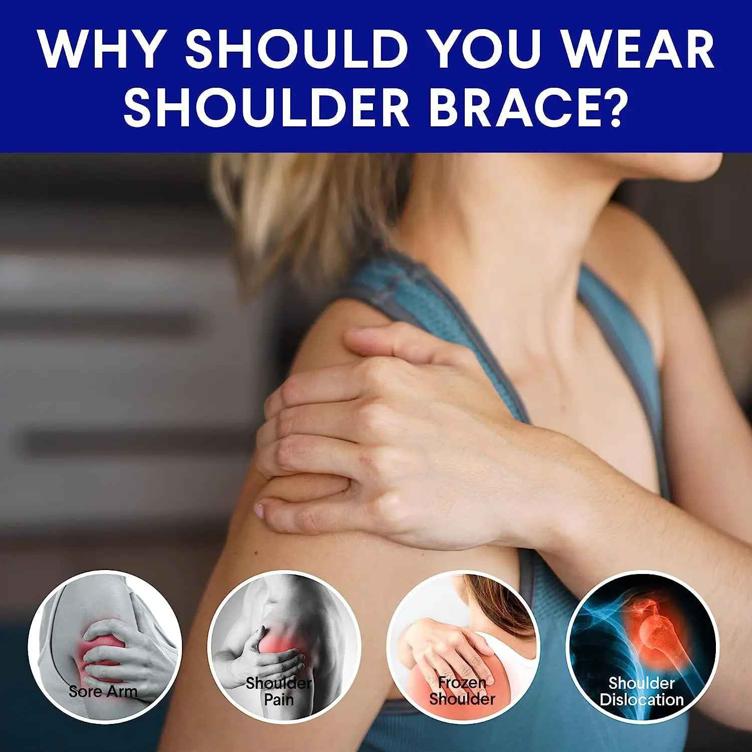 Shoulder Brace Adjustable Compression Arm Sling Unisex Injury Relief Support Fit