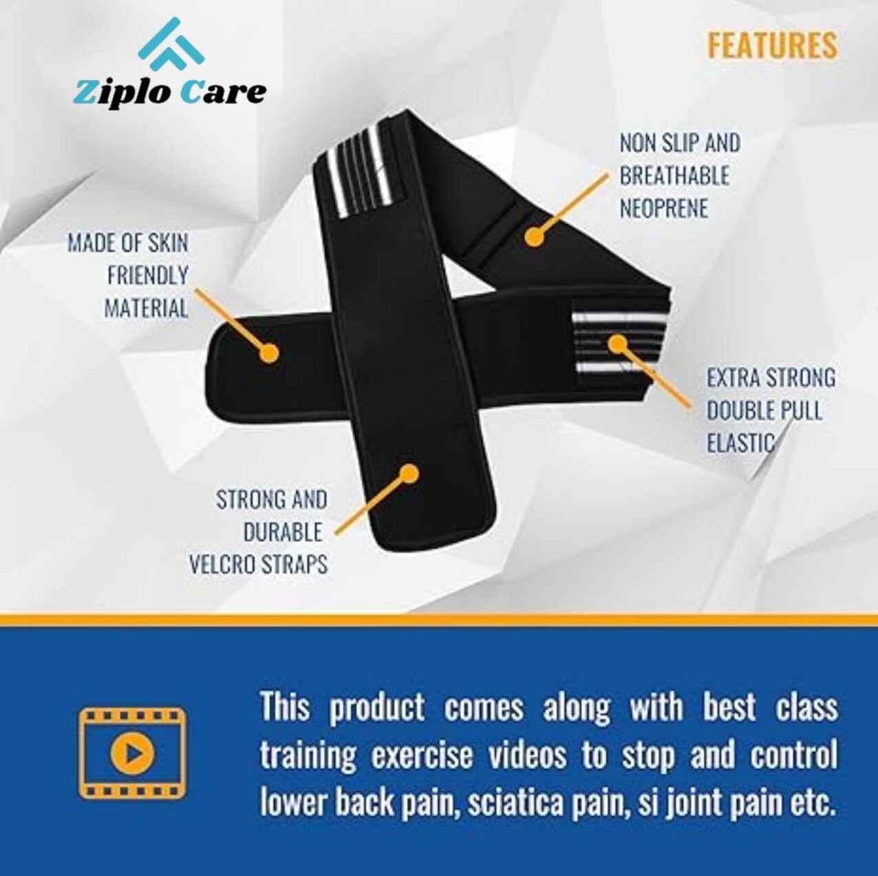Hip Belt for Back Pain, Adjustable Sciatica Belt, Ergonomic Back Pain Relief