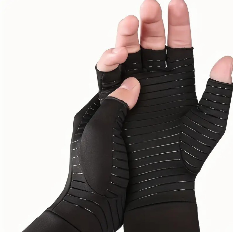 Arthritis Gloves Fingerless Copper Compression Gloves Hands Pain Relief 1 Pair