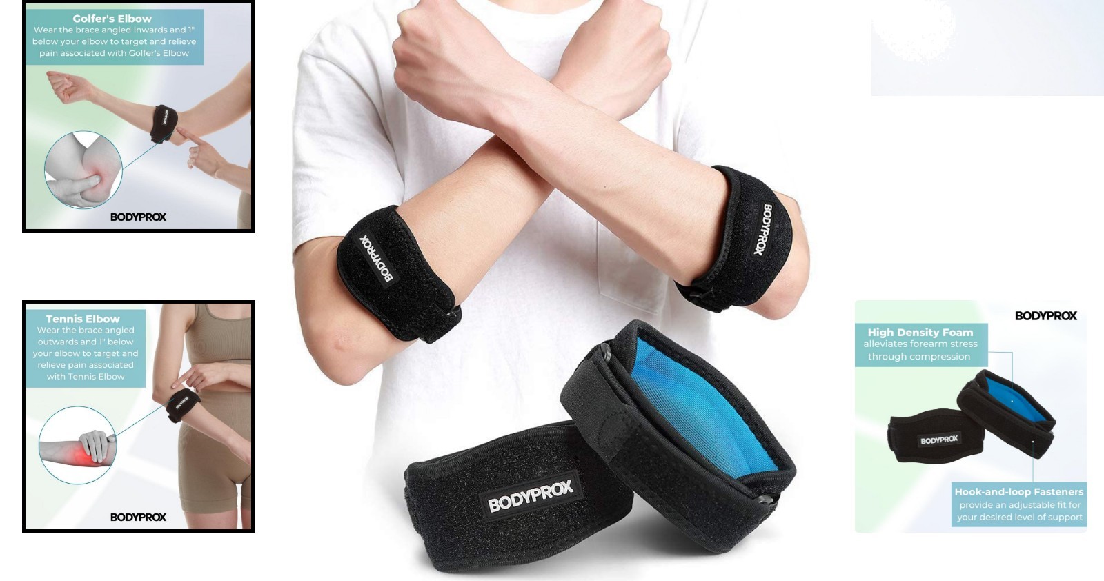 Lightweight Adjustable Elbow Braces – 2 Pack for Comfort and Injury Prevention