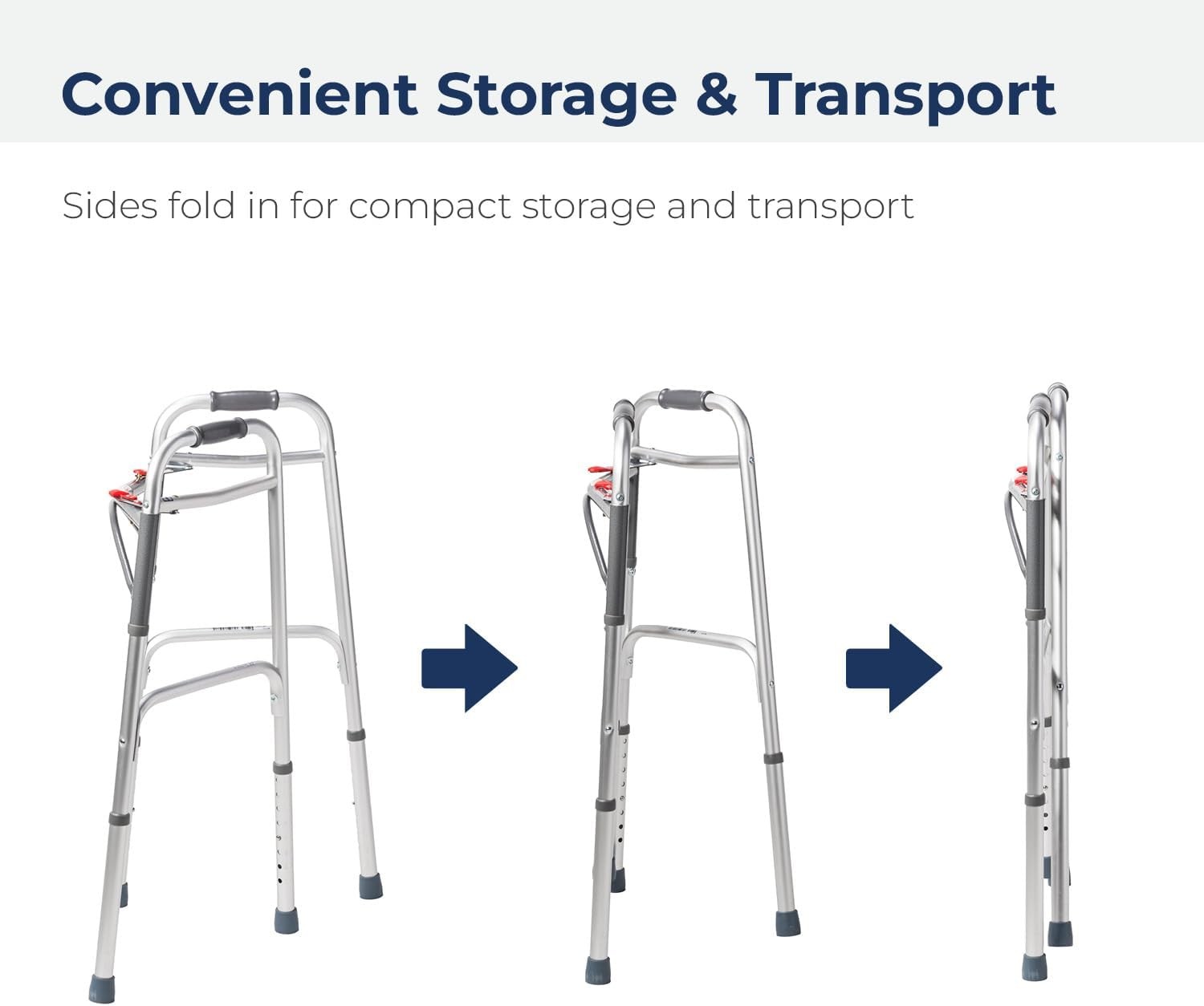 Lightweight Folding Walker w/ Easy to Push-Button Mechanisms