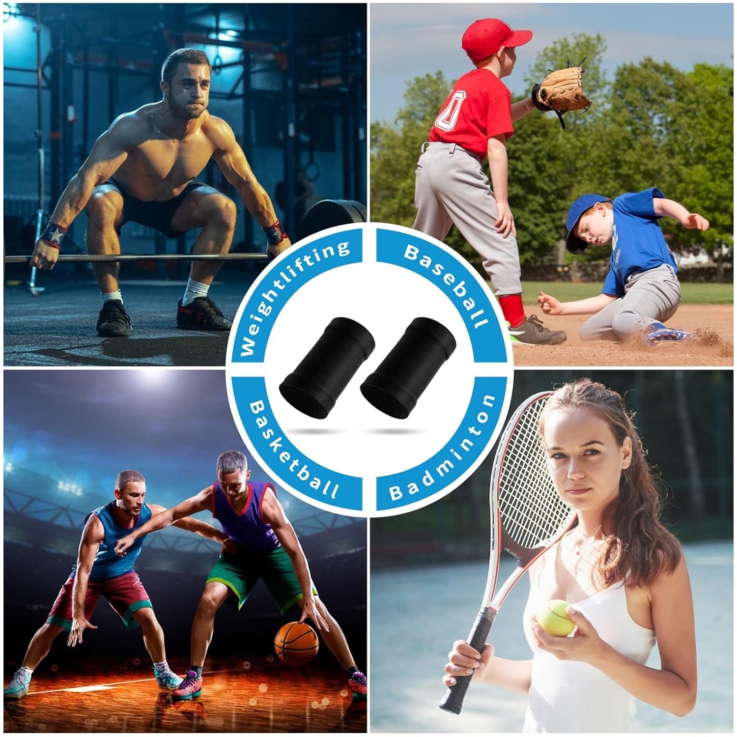 Wrist Compression Sleeve Spandex Support Wraps for Pain Relief Men Women Black 2