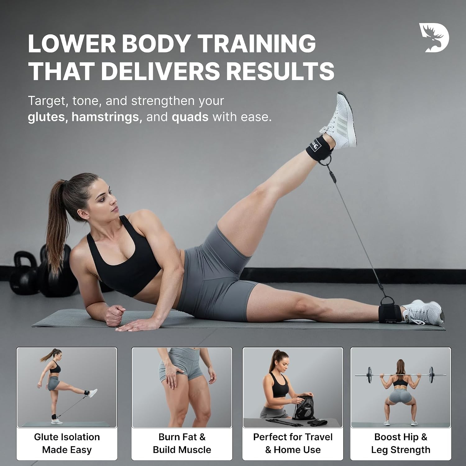 Ankle Strap for Cable Machine – One Size Fit with Padding, Workout Kickback …