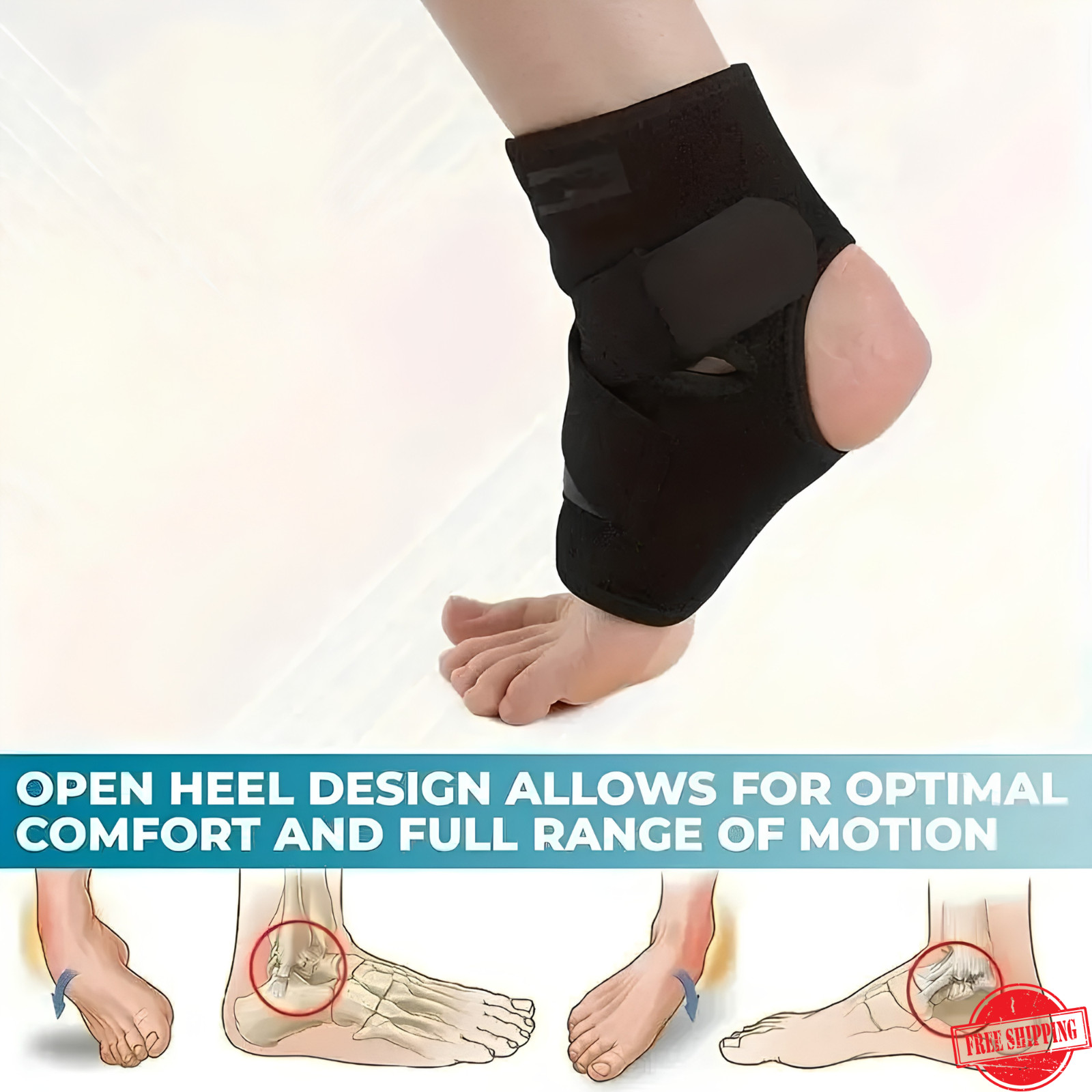 Adjustable Ankle Brace Compression Support Sleeve Wrap for Running Sports Black