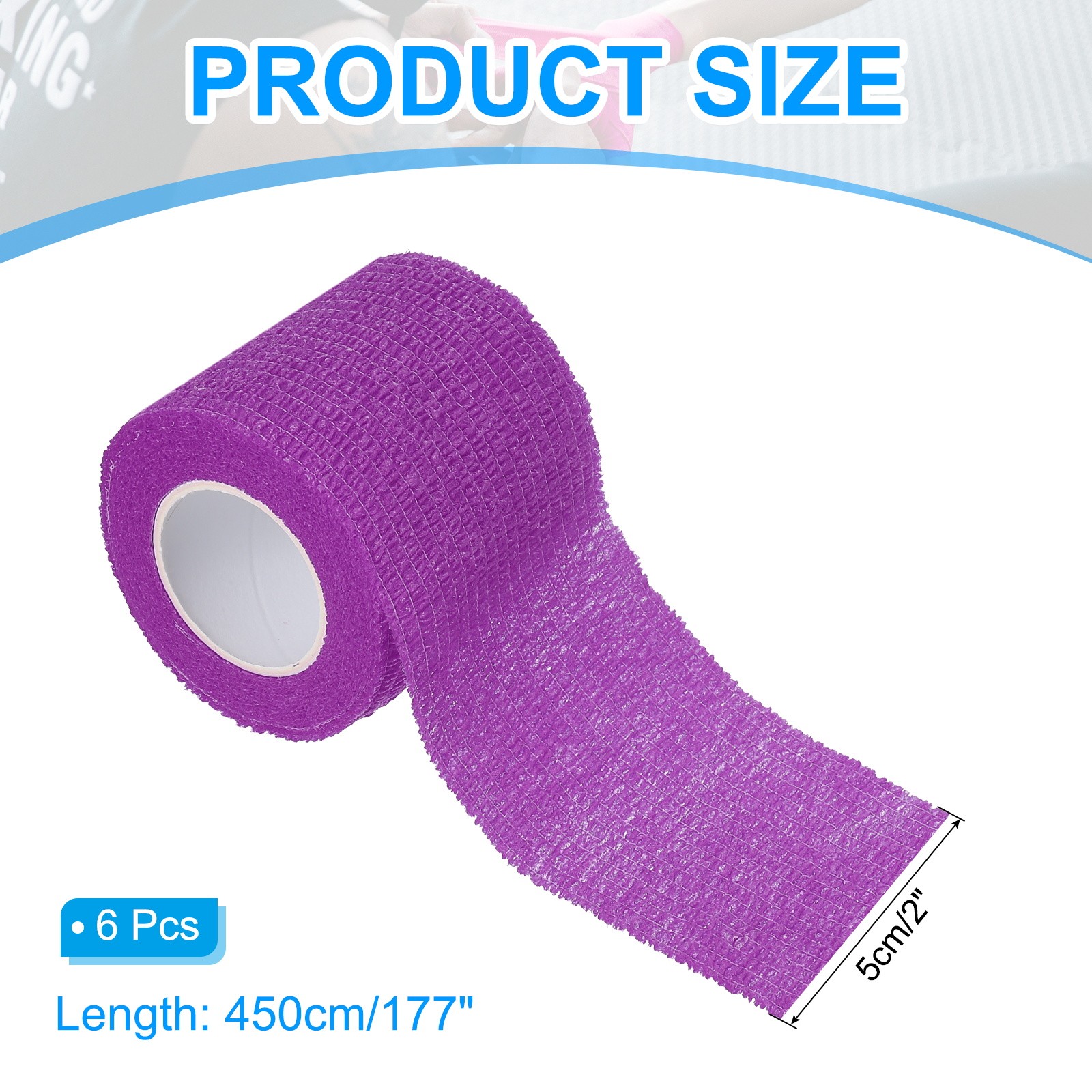 2″ x 177″ 12 Pcs Self Adhesive Bandage Wrap Elastic Self Tape Purple