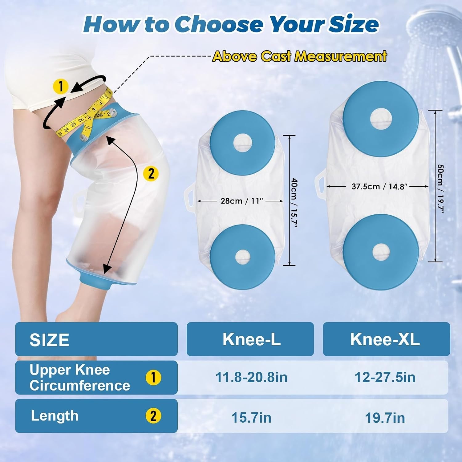 Extra Large Waterproof Knee Shower Protector After Surgery, Reusable | Watert…