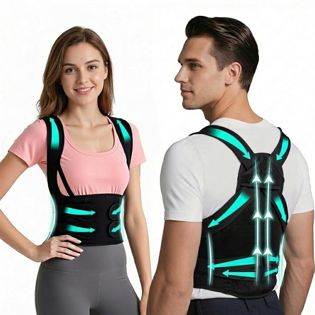 SUJEB Posture Corrector for Women and Men, Invisible Full Back Support Black