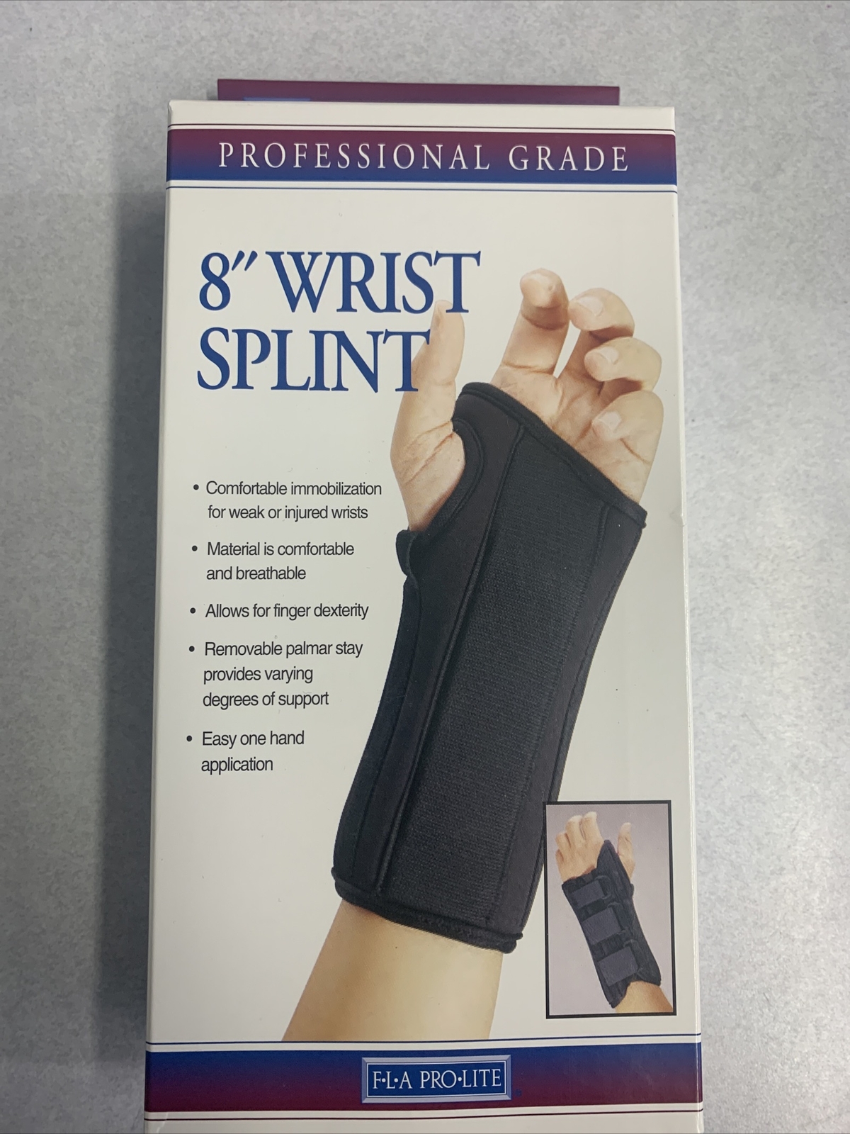 FLA Pro-Lite 8″ Wrist Splint Black Right Hand XS