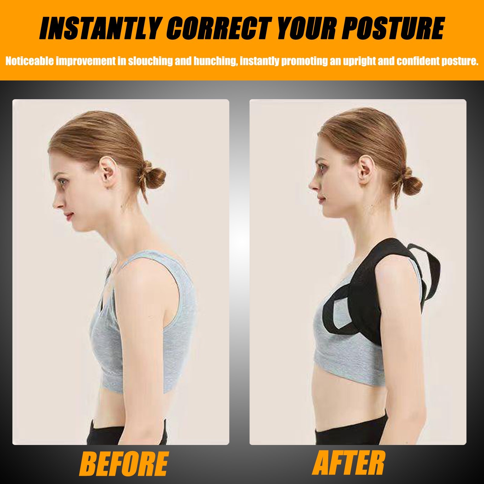 Posture Corrector Brace for Back Support, Adjustable Spine Alignment Belt