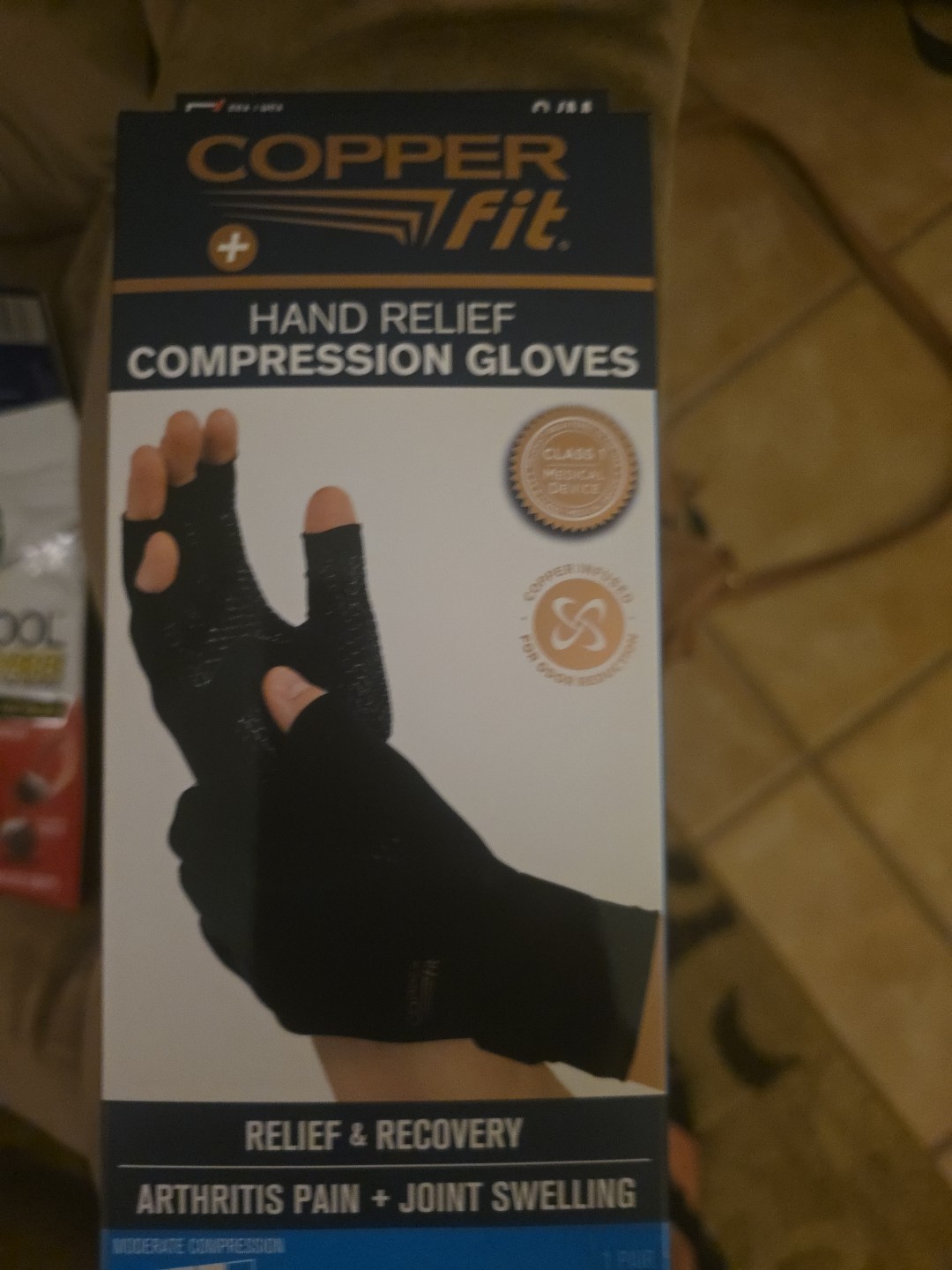 Copper Fit Hand Arthritis Compression Glove – Black, S/M