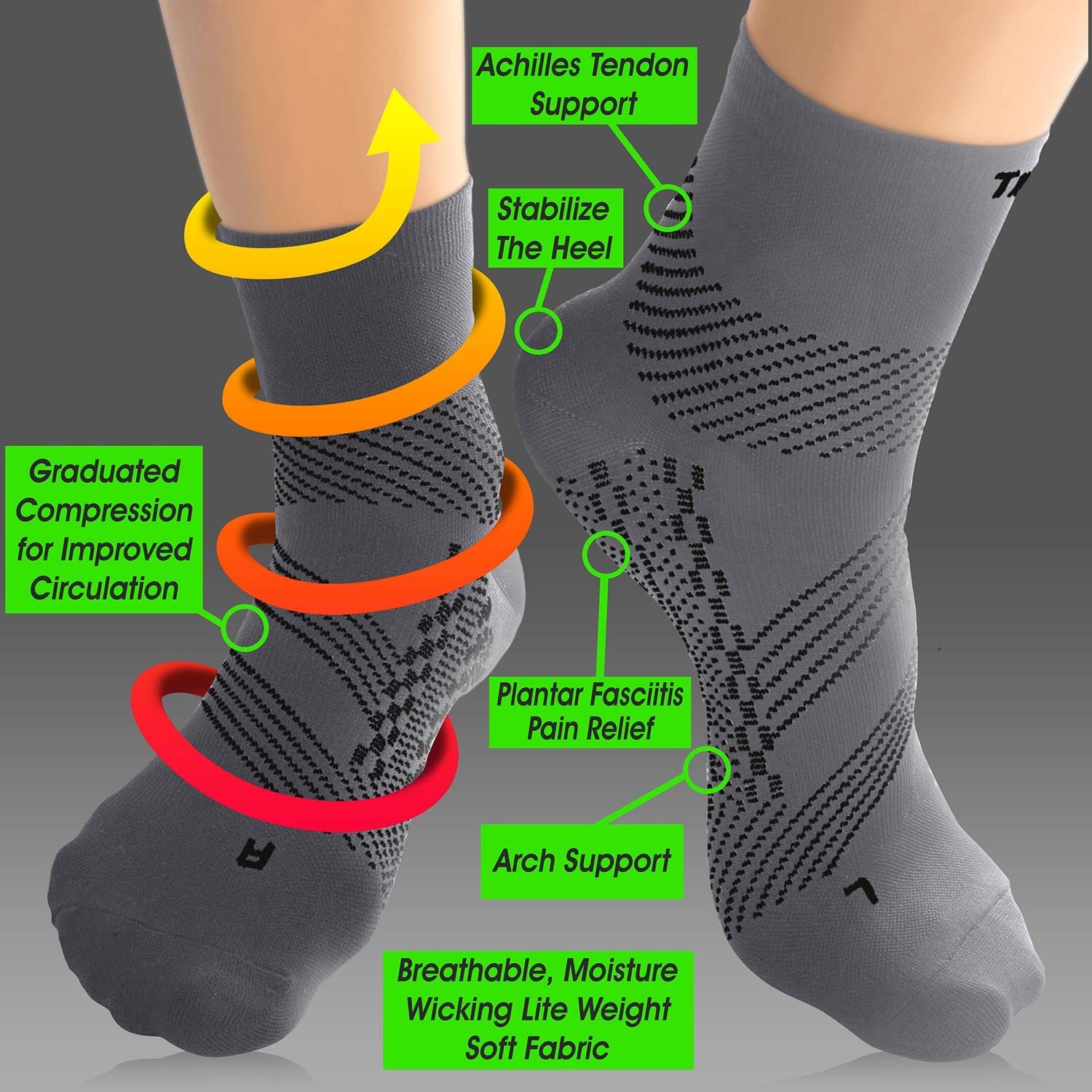 Plantar Fasciitis Socks Ankle Compression Men Women Achilles Tendonitis Brace