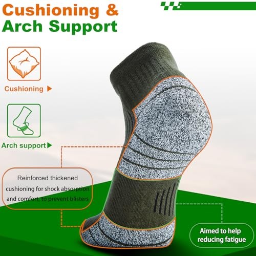 Compression Ankle Socks – Cozy Cushioned Hiking Running for Men Medium 4 Green